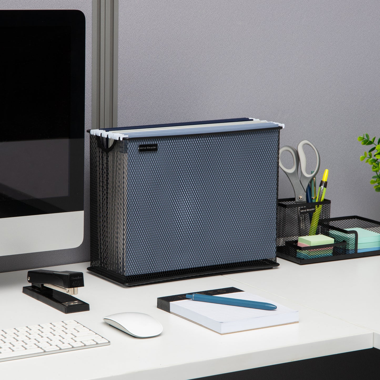 Mind Reader Vertical File Storage, Desktop Organizer, Hanging Files, Office, Metal Mesh, 12.25"L x 5.5"W x 10"H