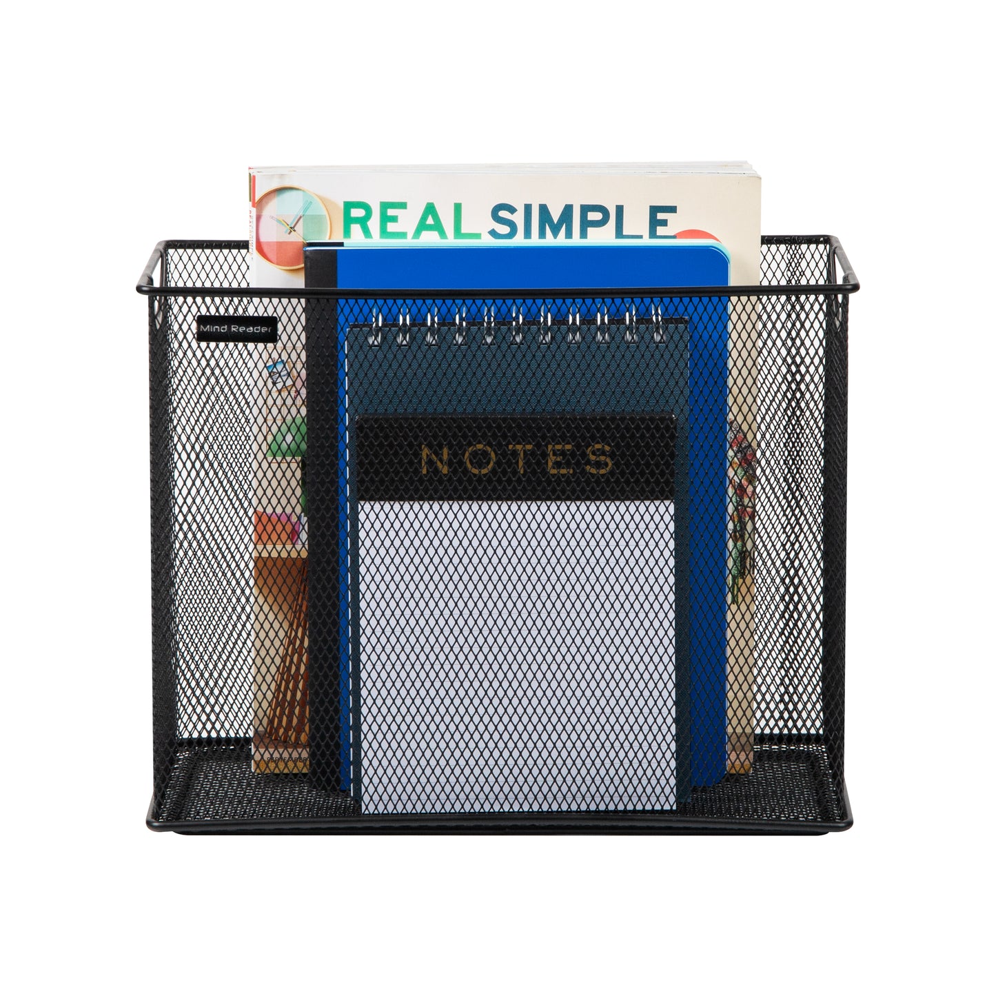 Mind Reader Vertical File Storage, Desktop Organizer, Hanging Files, Office, Metal Mesh, 12.25"L x 5.5"W x 10"H