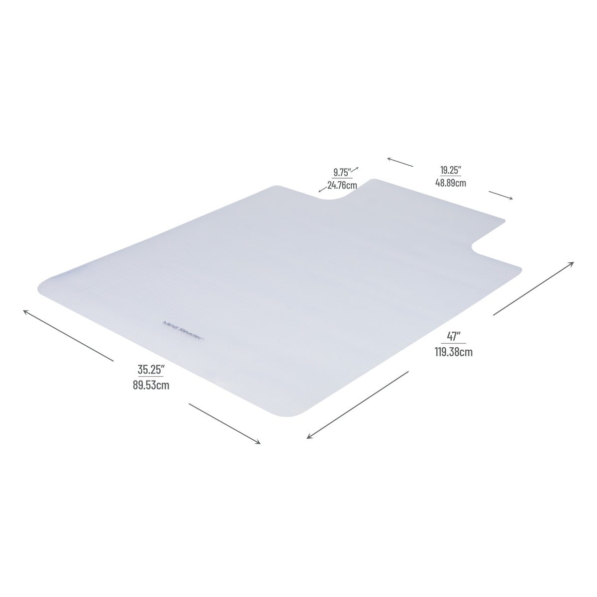 Mind Reader Office Chair Mat for Hardwood Floors, Under Desk Floor Protector, Rolling, PVC, 47"L x 35.25"W x 0.125"H, Clear
