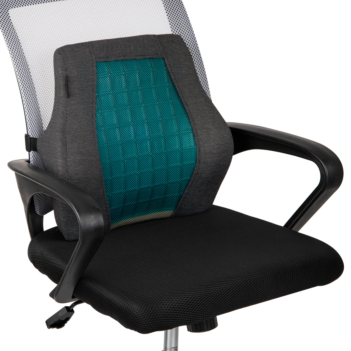 Mind Reader Lumbar Support Cushion for Office Chair and Car Seat, Memory Foam and Cooling Gel Core, Back Pain Relief, Improves Posture, 15.5"L x 3.75"W x 14"H, Black