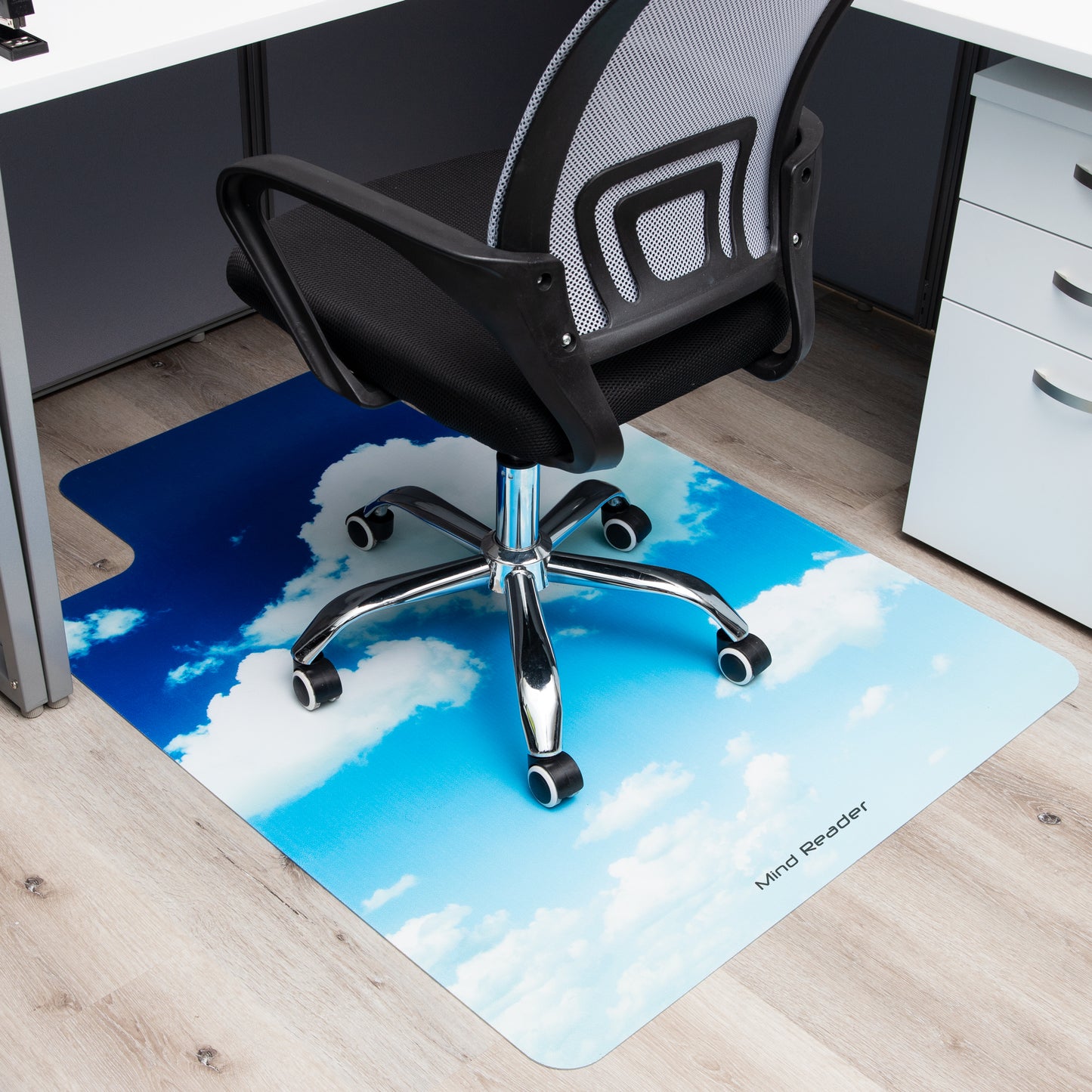 Mind Reader Office Chair Mat for Hardwood Floors, Under Desk Floor Protector, Polycarbonate, 47.25"L x 35.5"W x 0.125"H, Blue