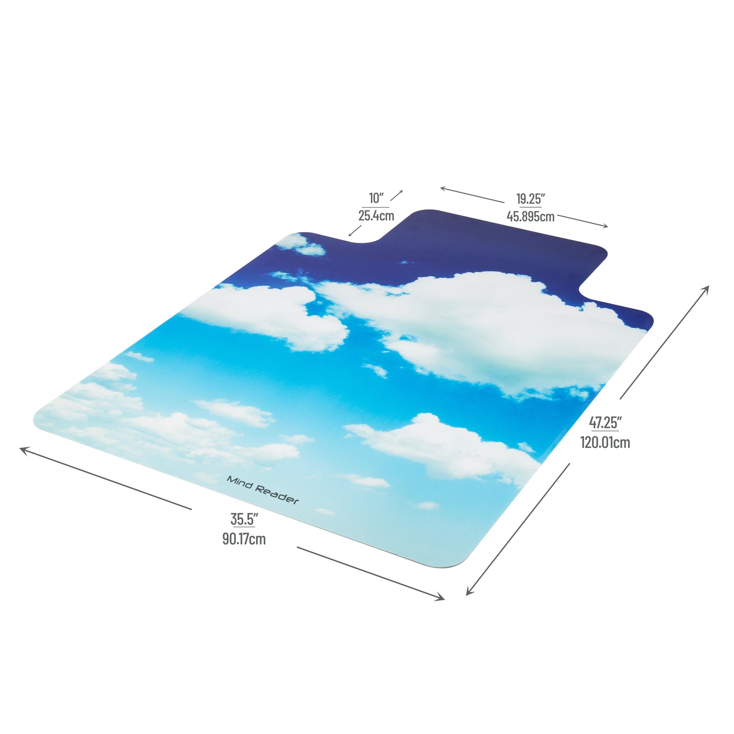 Mind Reader Office Chair Mat for Hardwood Floors, Under Desk Floor Protector, Polycarbonate, 47.25"L x 35.5"W x 0.125"H, Blue