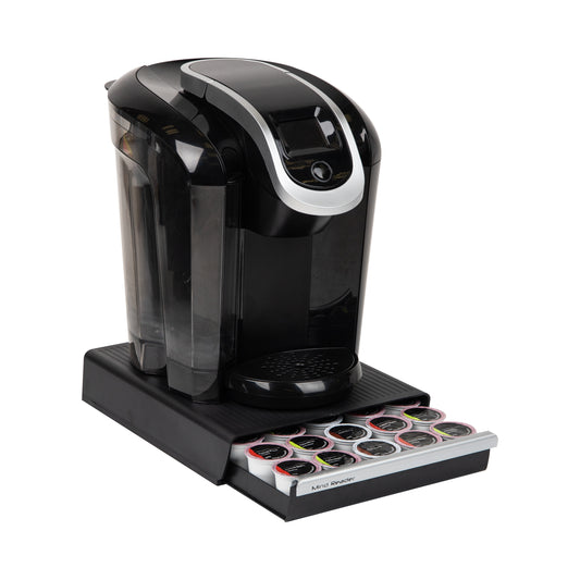 Mind Reader Single Serve Coffee Pod Drawer, 30 Pod Capacity, 5 Row Organizer with 2 Inch Dividers, Countertop Storage Base (Coffee Maker Not Included), Black