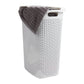 Mind Reader 60L Slim Laundry Hamper, Clothes Basket, Lid, Wicker Design, Plastic, 17.65"L x 13.75"W x 24.15"H